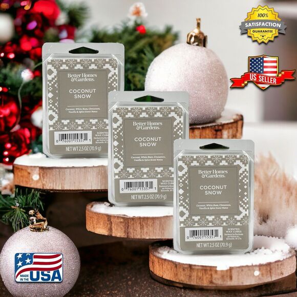 3-Pack BH&G COCONUT SNOW Wax Cube Melts Winter Holiday Food Tropical Christmas - Picture 1 of 16